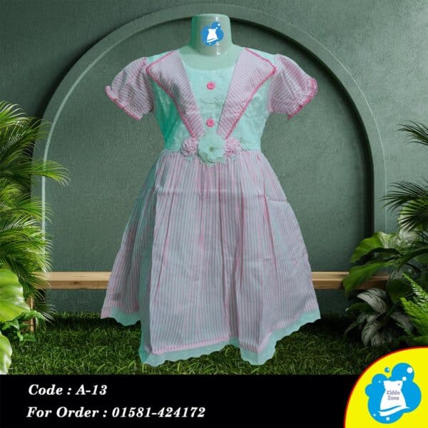 Pattern Design Cotton Dress for Kid's