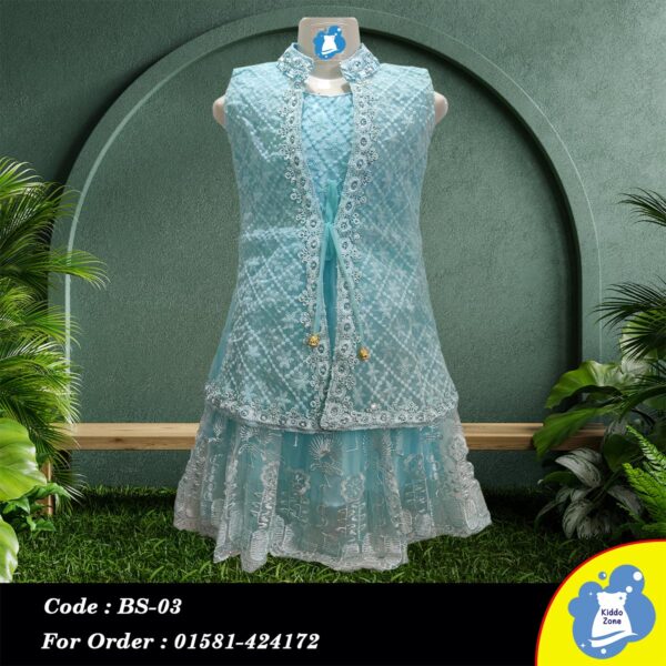 Elegant Lace Frock with Extra Koti - Image 2